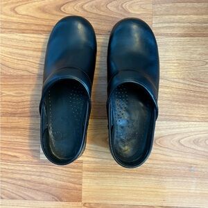 Dansko Black Leather Mules